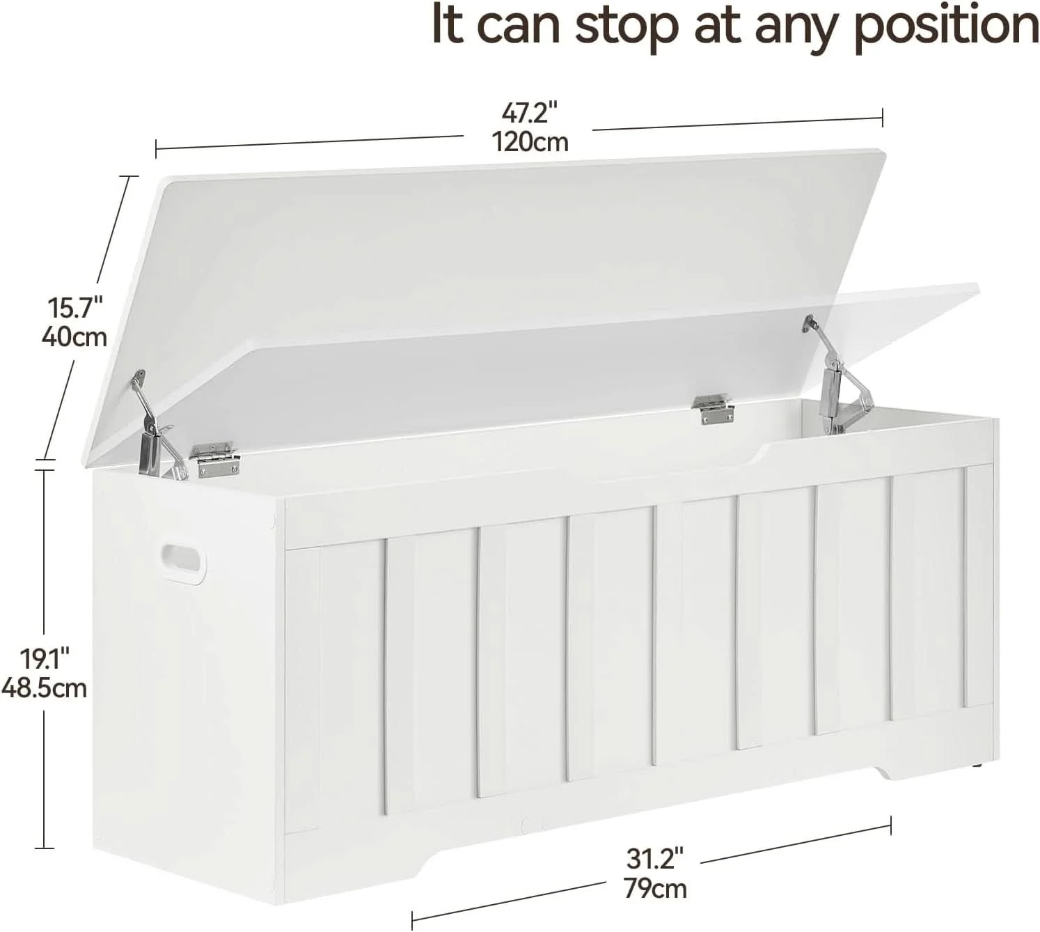 Proven ExtraLarge Storage Chest White Wood Bench Hinges Durable Stylish
