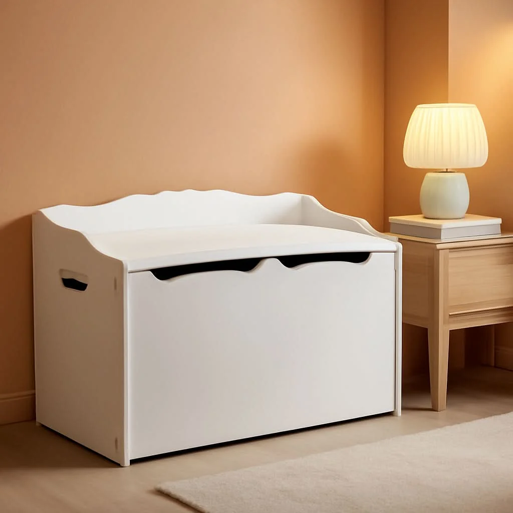 Innovative Wooden Toy Box Chest White 30x18x19 StorageSolution First-Class