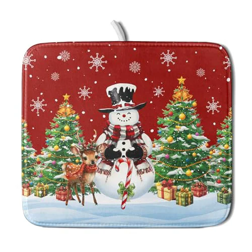 Clean Christmas Snowman Dish Drying Mat for Kitchen Counter High-Performance