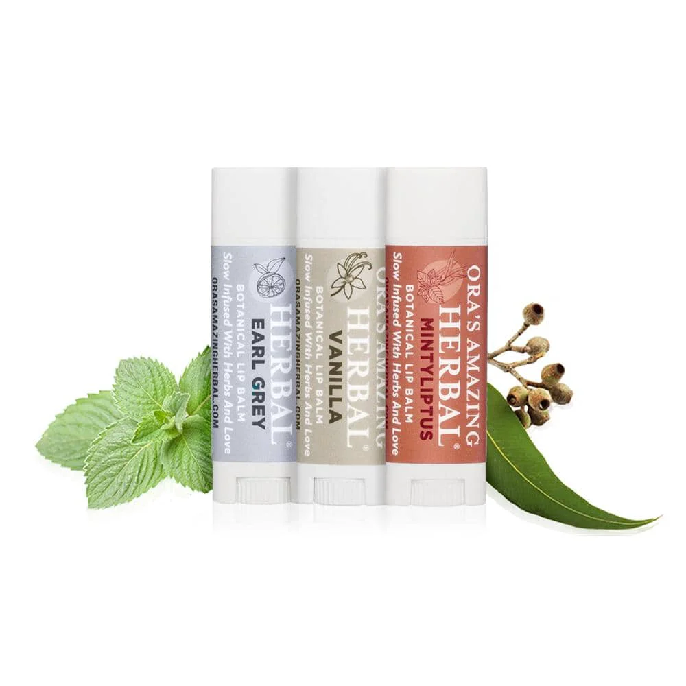 Excellent Natural Lip Balm 3 Pack Vanilla Earl Grey Mintyliptus Reusable
