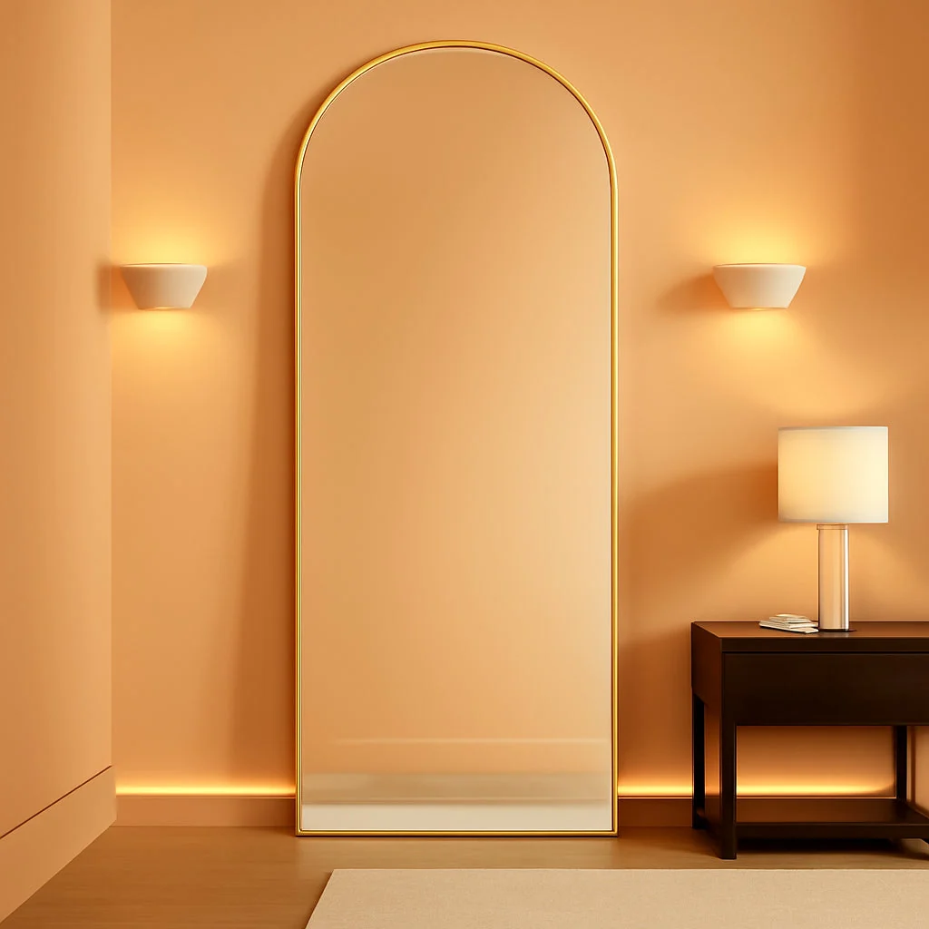 Versatile Full Length Mirror Gold Aluminum standing Frame Flexible