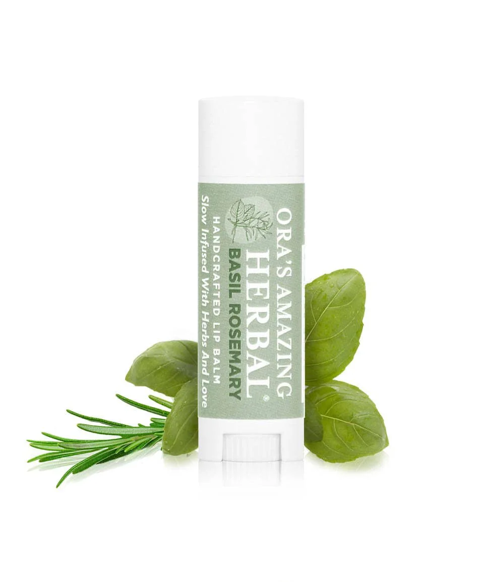 Luxury Natural Lip Balm Herbal Infused Basil Rosemary Enhanced