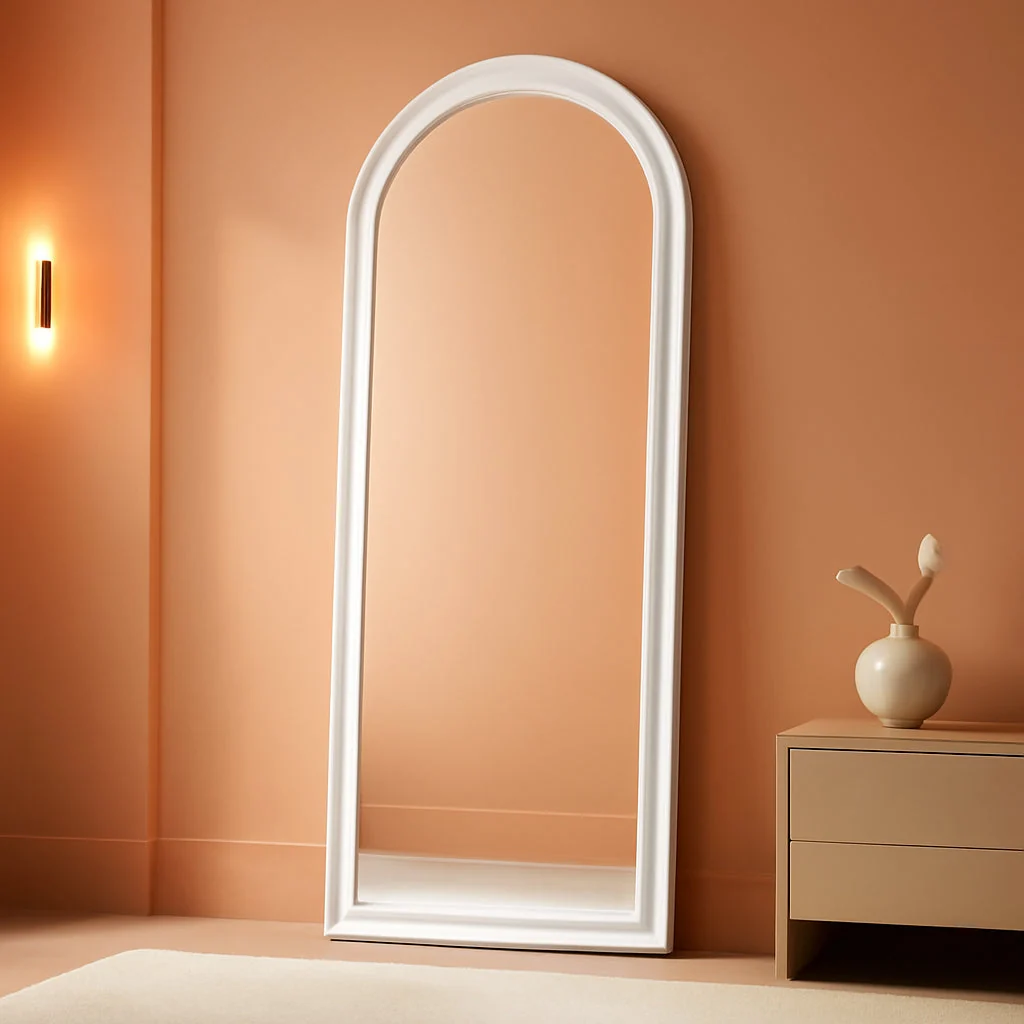 Artisan Arched standing Floor Mirror 63×24 Inches White Consistent