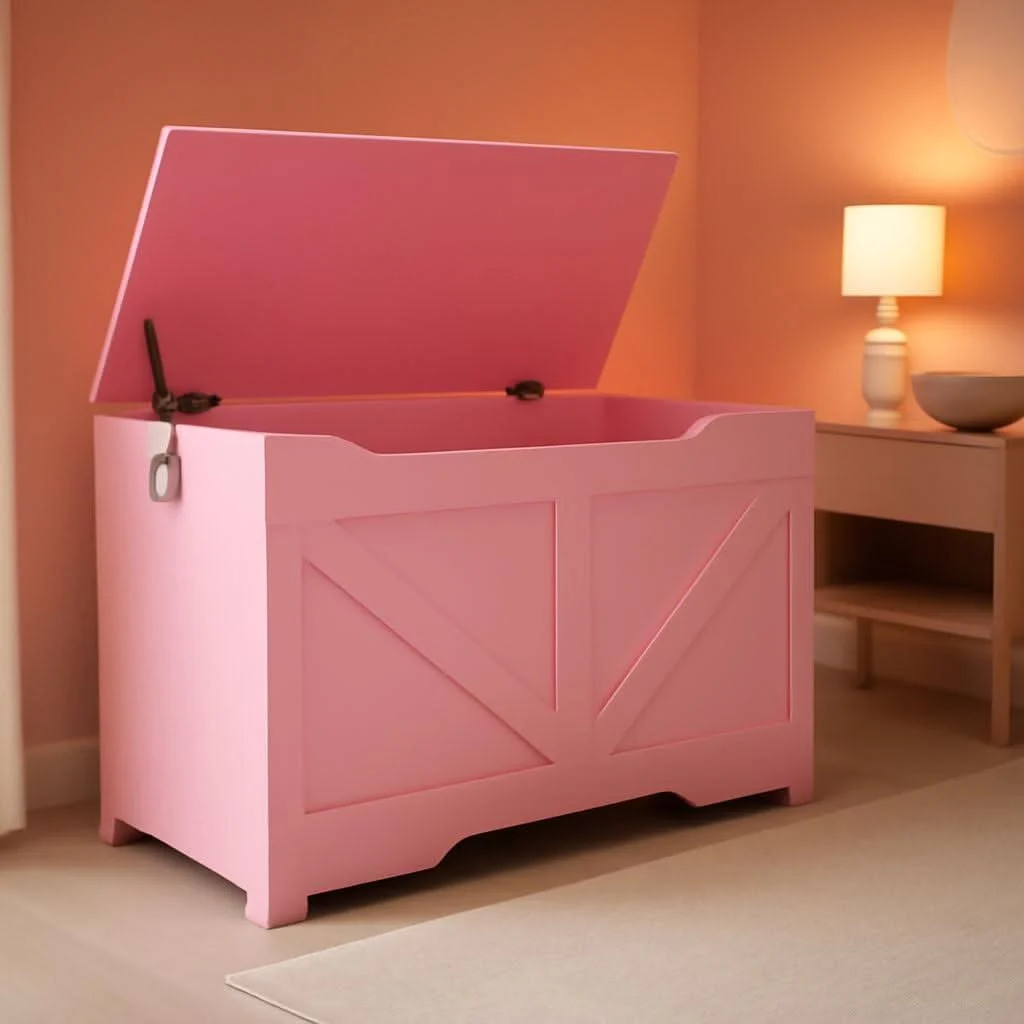 Comfortable Rose Pink 39.4 Inches Premium Storage Bench Toy Chest Powerful