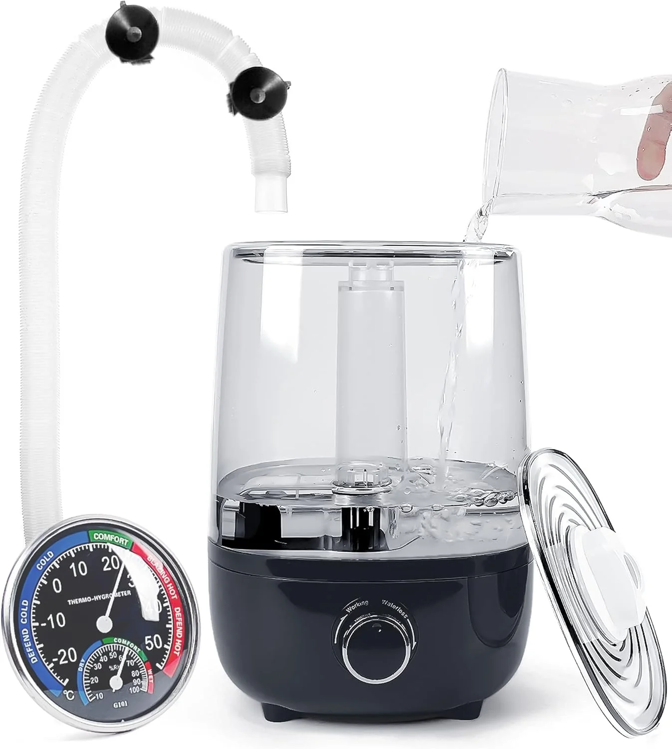 Eco-Friendly Top fill Reptile Fogger Terrariums Humidifier Fog Machine Mister with 4L Visible Large Tank Extension Hoses Suitable for Terrariums Enclosures I for Reptiles Amphibians Herps Vivarium Moss Exceptional