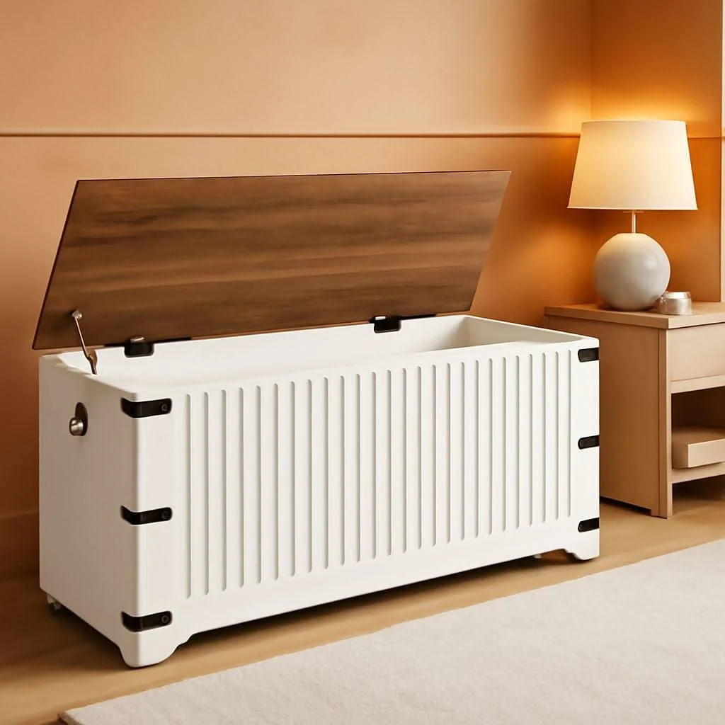 Clean Spacious Storage Bench Toy Chest Walnut Safety Hinge High-Grade