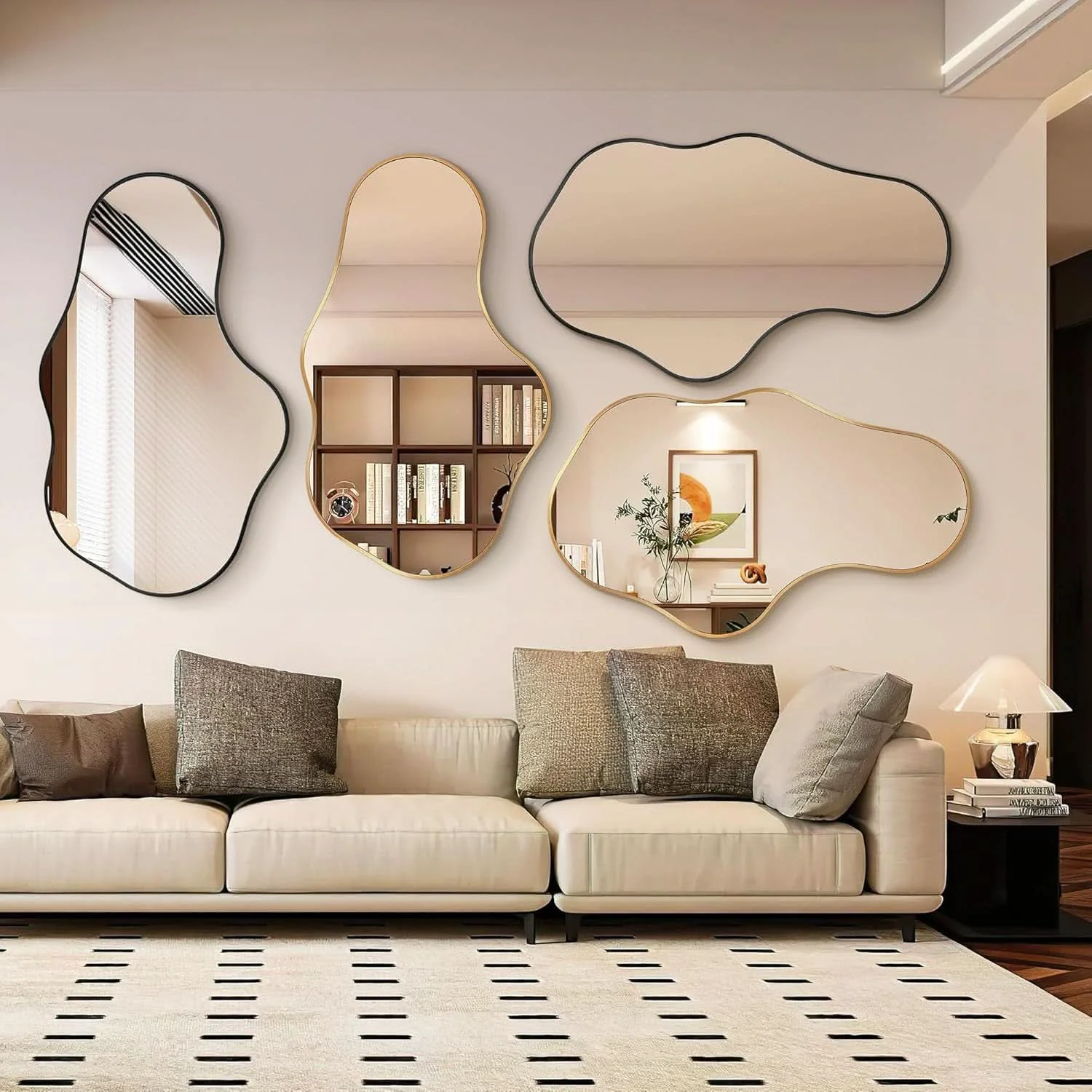 Excellent 22X36 Irregular Wall Mirror Gold Aluminum Decorative Optimized