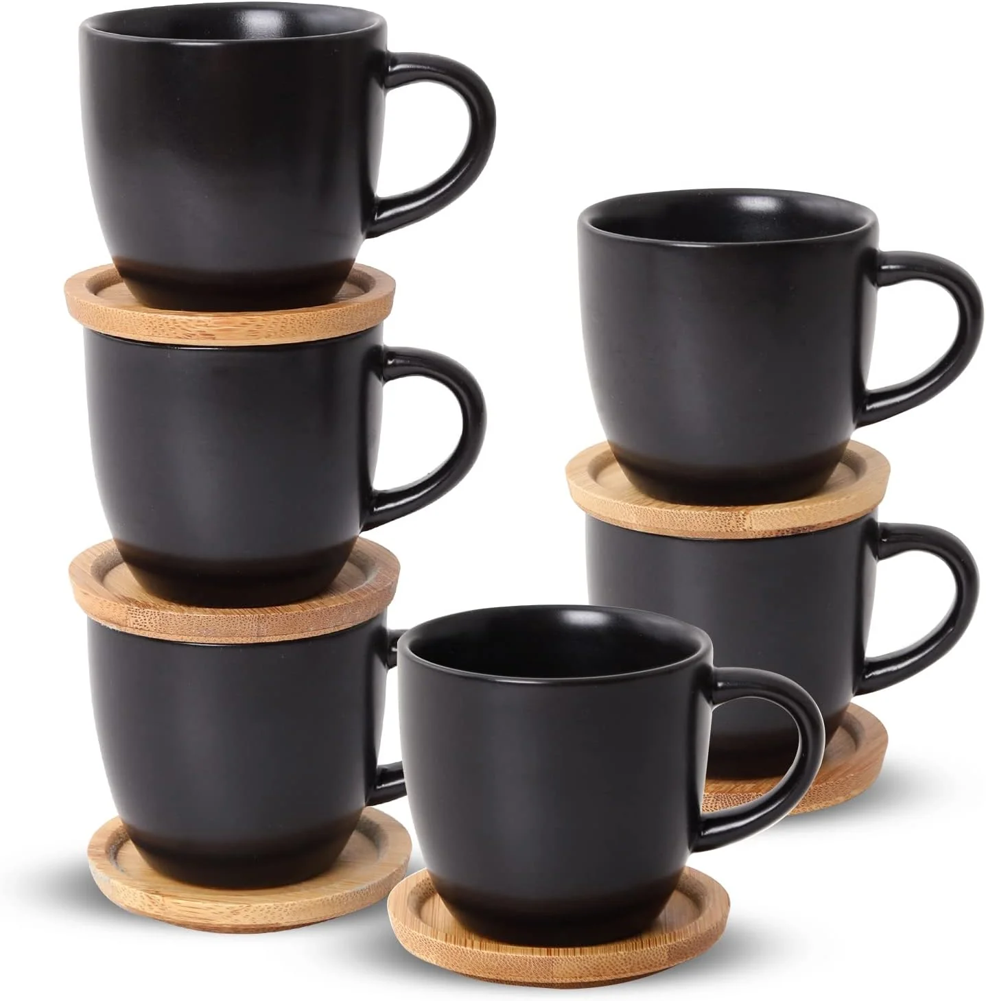 Breathable Hasense 4 OZ Espresso Cups and Saucers Set of 6 Demitasse Cups with Handle for Latte Cappuccino Cafe Mocha and Tea Premium