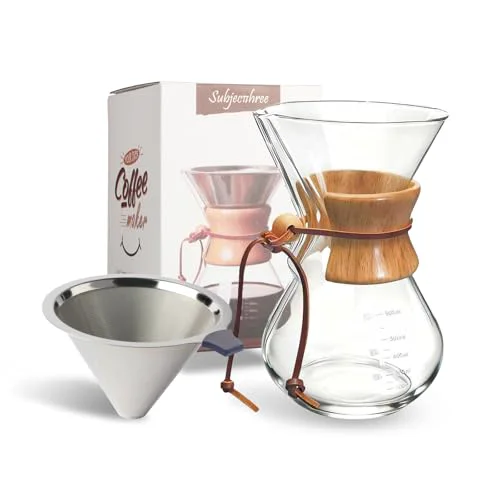 Traditional subjectthree Drip Coffee 6 Cup Glass Pour Over Coffee Maker Kit Organic