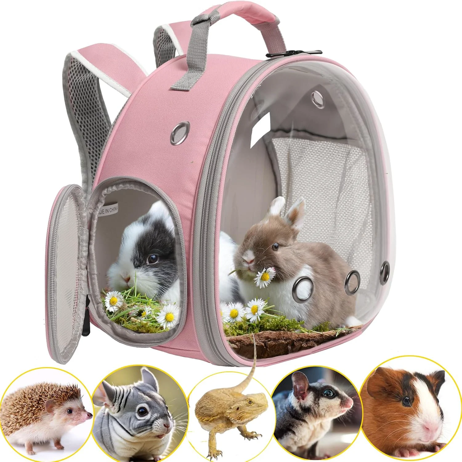 Artisan Hamster Backpack Carrier Bearded Dragon Carrier Backpack with Clear Bubble Window Small Animal Travel Backpack for Hedgehog Rat Chameleon Rabbit Sugar Glider Airline Pink Backpack Authentic