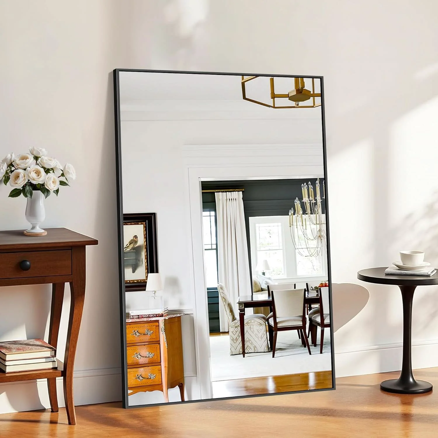 Genuine 60×40 Inches Black Aluminum Rectangular Wall Mirror Artisan