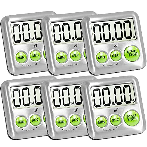 High-Quality Elegant Digital Kitchen Timer Stainless Steel 6 Count First-Class