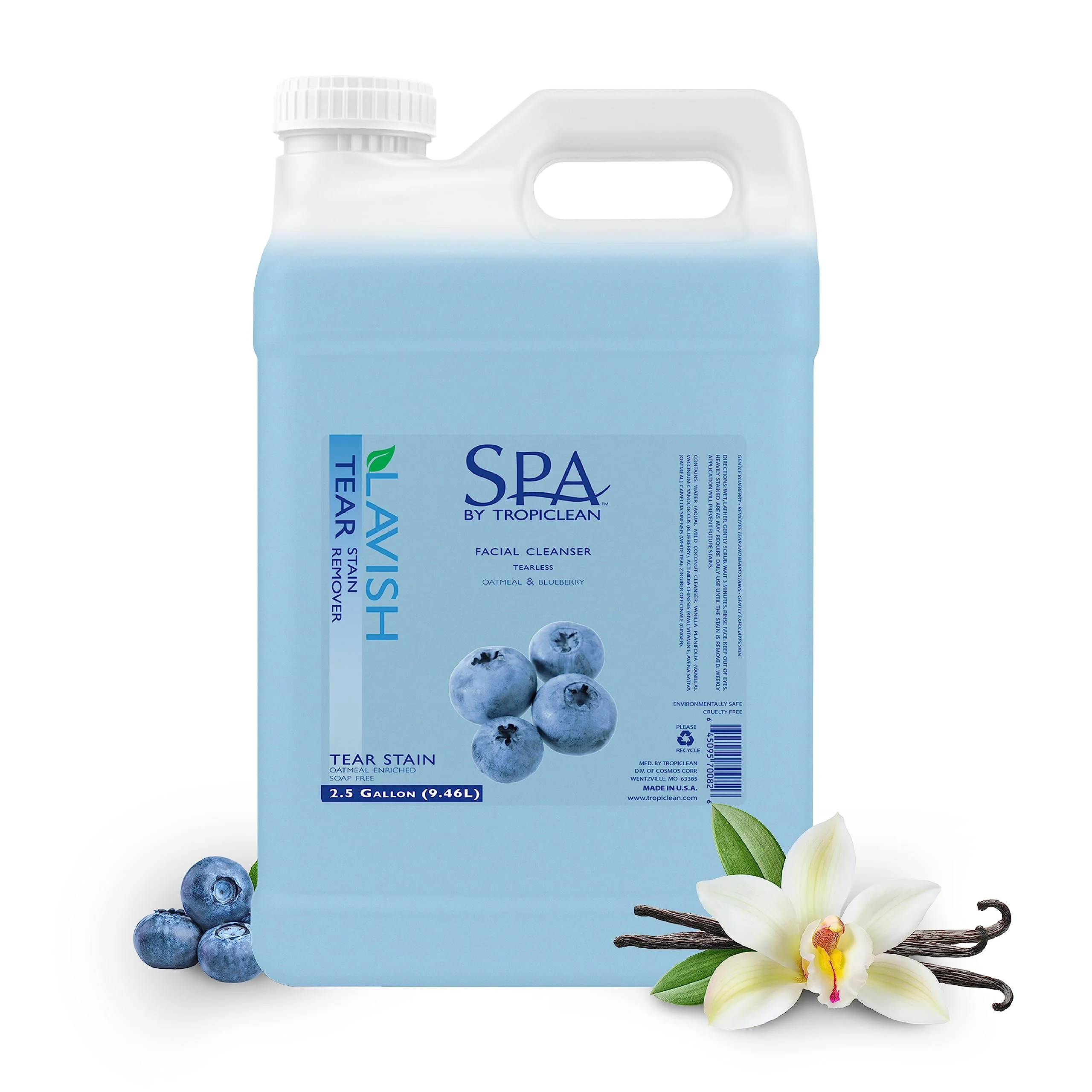 Contemporary TropiClean SPA Tear Stain Remover for Dogs — Blueberry Facial Shampoo Tearless Whitening Made in USA 2.5 Gal Environmentally Friendly