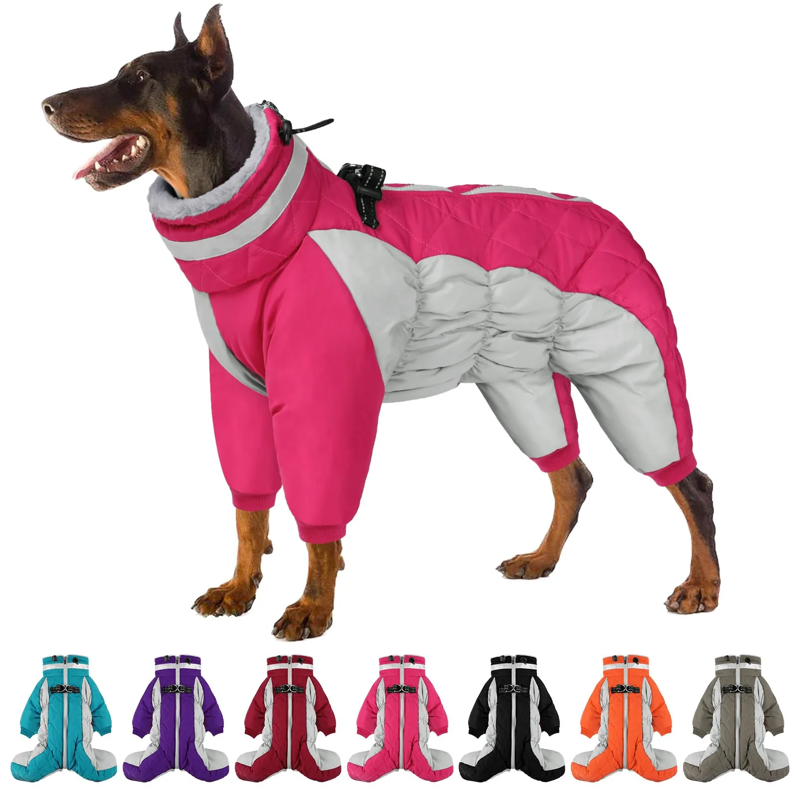 Efficient SUNFURA Full Body Dog Coat — Warm Fleece Winter Jacket with Harness for Large Dogs Labrador Golden Retriever Pink 2XL Lightweight