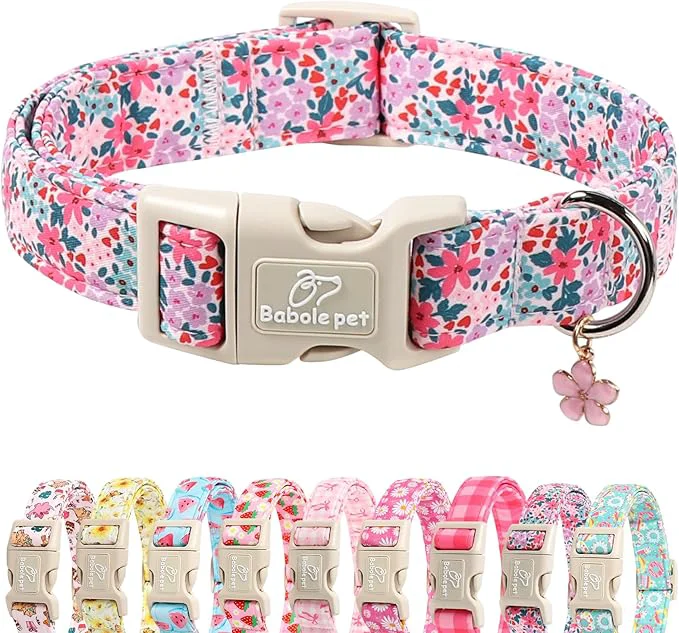 Fashionable Floral Dog Collar Cute Girl Dog Collars Casual