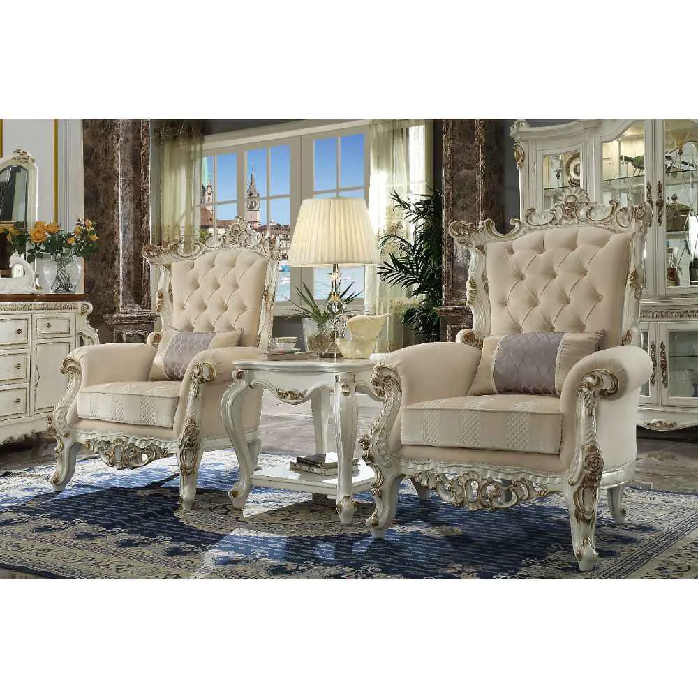Effective Picardy II – Accent Chair With Pillow – Fabric Antique Pearl Refined
