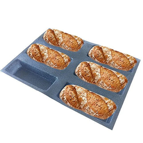 Original Silicone Bread Forms Square Shape Bread Molds Non Stick Bakery Trays Silicone Coated Fiber Glass 6 Caves Rectangle Moulds Functional