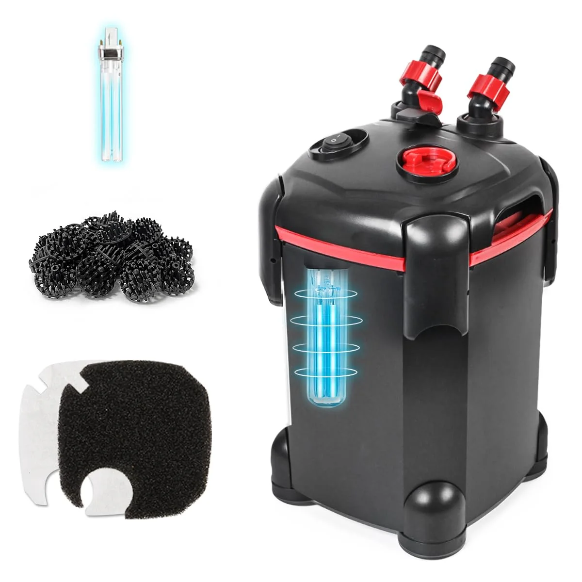 Natural PONDFORSE 225GPH Canister Filter for Freshwater Aquariums up to 55 Gallons – Ultra-Quiet External Filtration Reusable