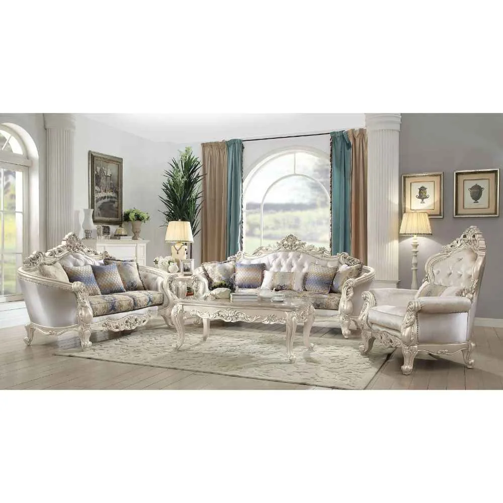 Fine Gorsedd – Loveseat With 4 Pillows – Fabric Golden Ivory Classic