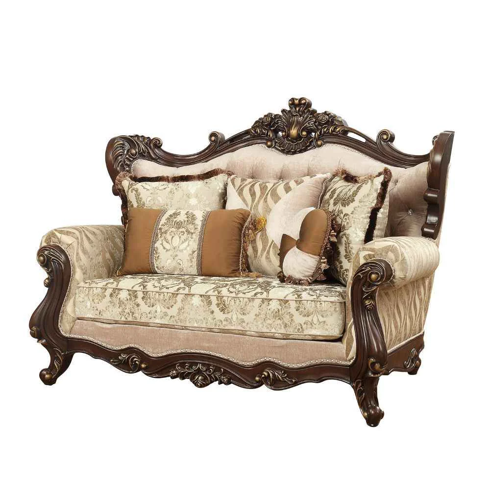 Verified Shalisa – Loveseat With 5 Pillows Same Lv01586 – Fabric Walnut Recyclable