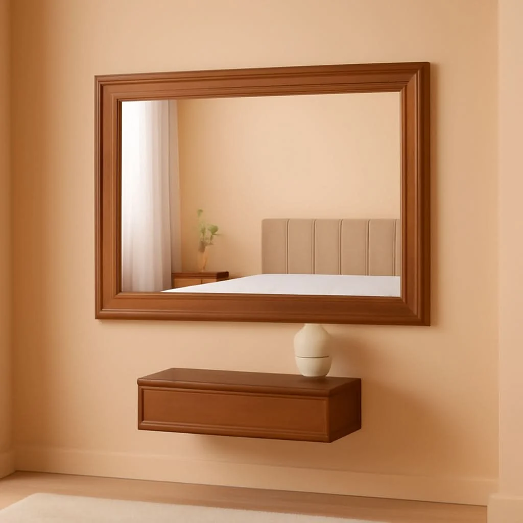 Sustainable Rectangular Farmhouse Wood Bathroom Mirror 30×40 Brown Fashionable