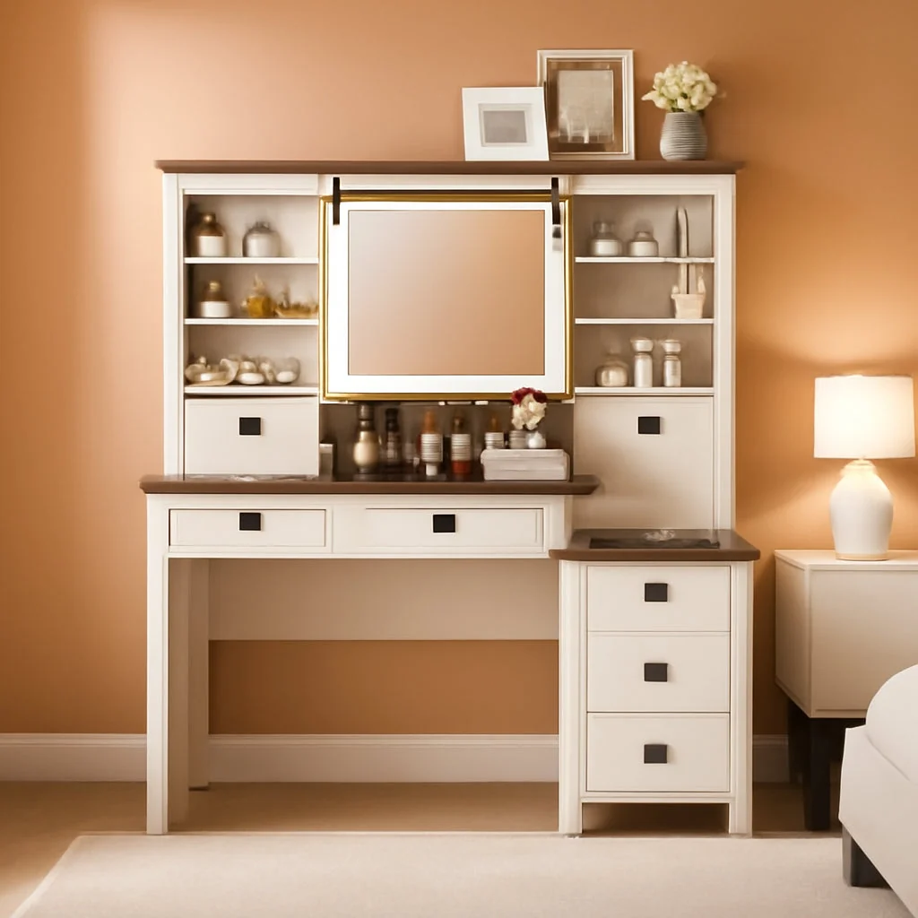Original Design Oversized Farmhouse Vanity Desk With Illuminated Mirror Breathable