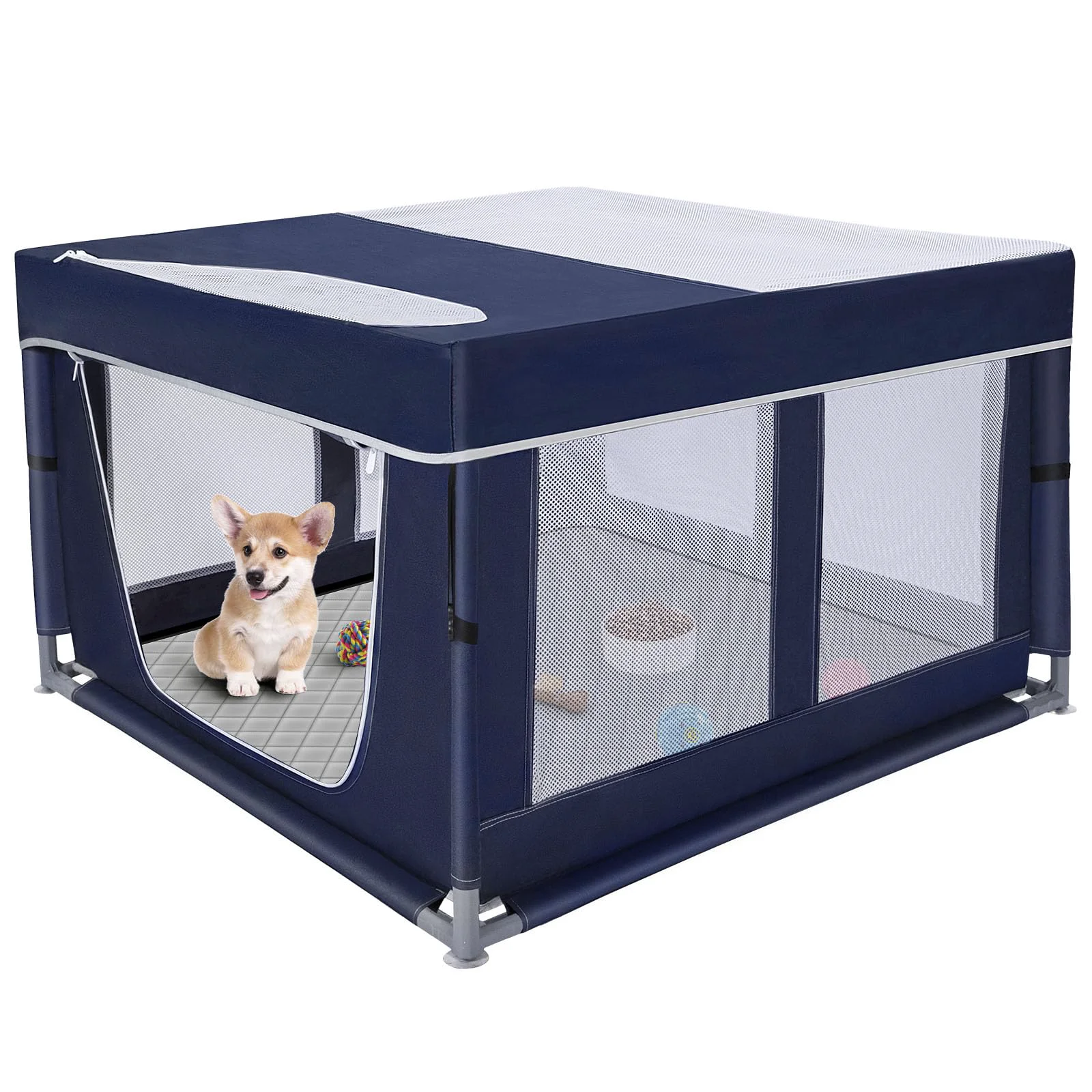 Responsible Zikopomi 42×42 Inch Dog Playpen with Pee Pad – Indoor Soft Puppy Play Yard 25 Height Zipper Door Smart