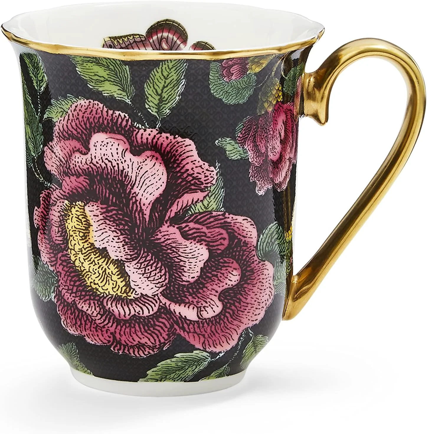 Selected Spode – Creatures of Curiosity – Mug – 12 oz – Black Floral High-Performance