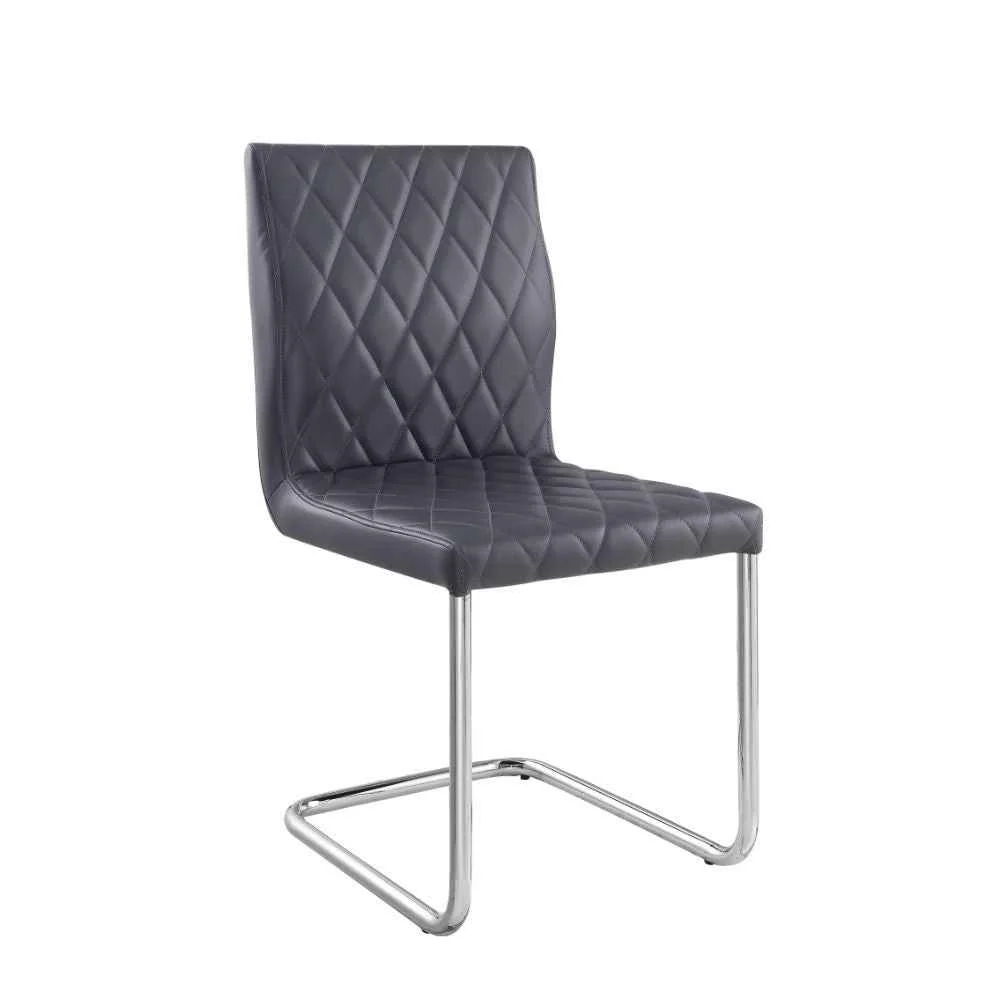 Effective Ansonia – Side Chair Set of 2 – Gray Synthetic Leather Chrome Expertly Made