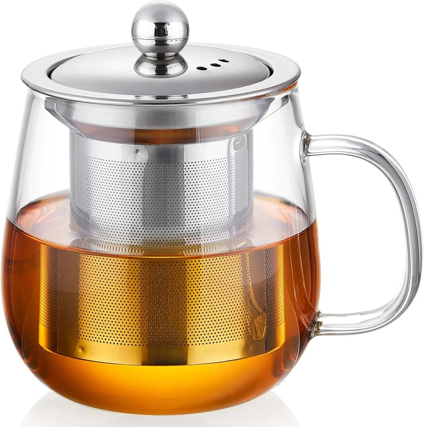 Premium DOPUDO Glass Tea Cup with Infuser and Lid 17.6oz 520ml Large Borosilicate Glass Teacup with Stailess Steel Filter Clear Mug for Loose Leaf Blooming Tea Dishwasher Safe – Tea Maker Gift. Smooth
