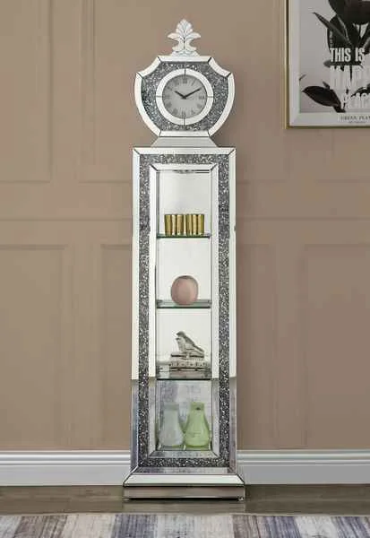 Advanced Noralie – 63 Grandfather Clock With LED – Mirrored Faux Diamonds Practical