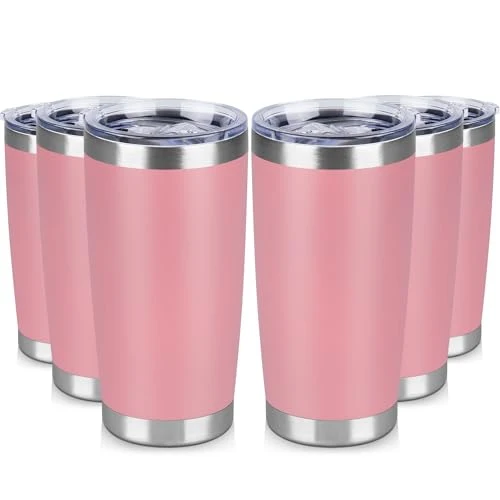 Genuine 20 oz Tumbler Stainless Steel Tumblers Bulk with Lid Double Wall Insulated Coffee Tumbler Cups for Hot Cold Drinks Powder Coated Travel Coffee Tumbler Mug Metal 6 Count Proven