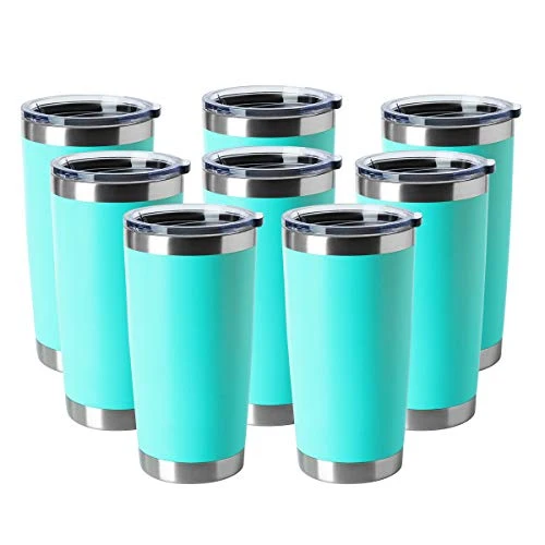 Expertly Made 20oz Tumblers Bulk Stainless Steel Cup with Lid Double Wall Vacuum Insulated Coffee Mug for Cold Hot Drinks 8 Pack 8 Count High-Quality