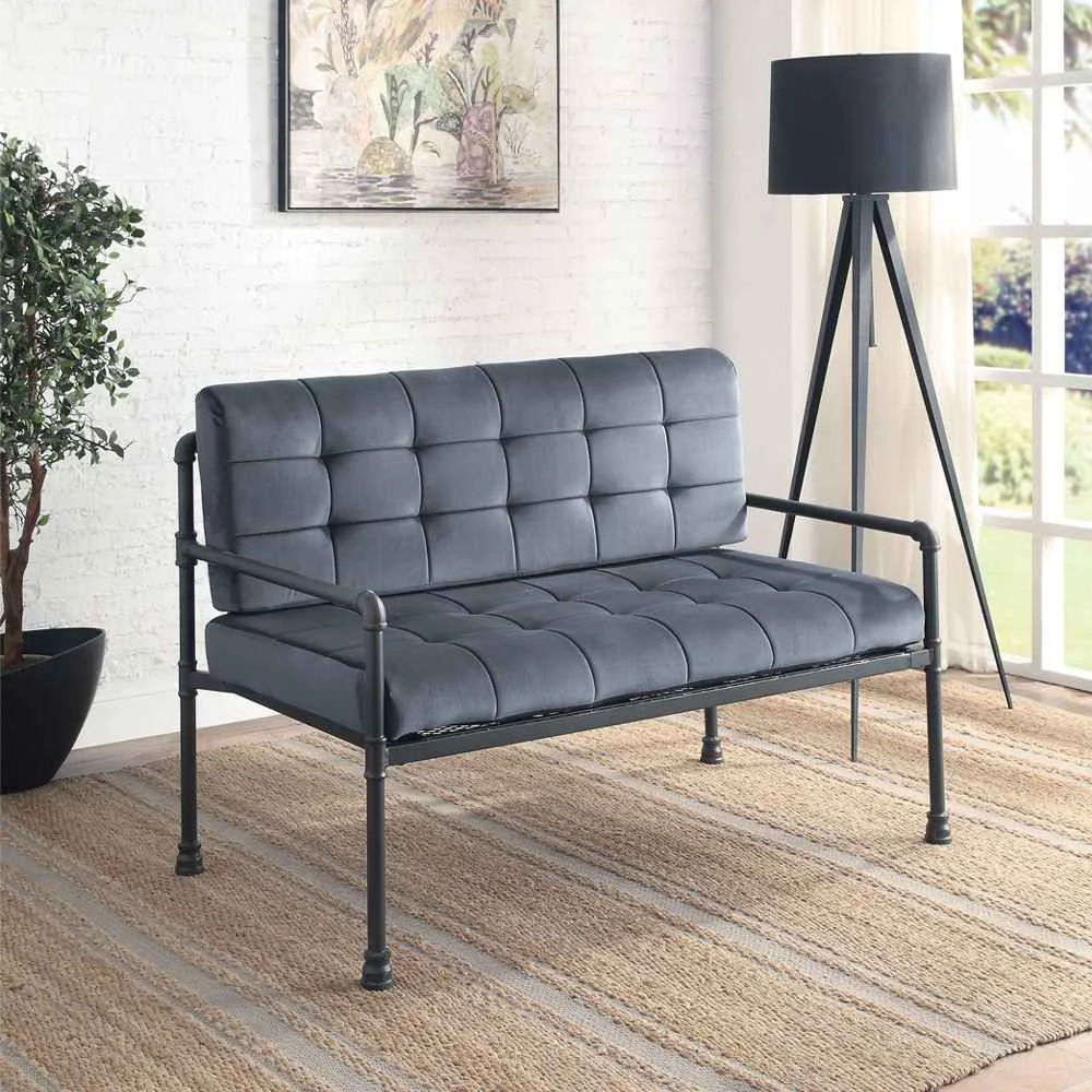 Trusted Brantley – Loveseat – Gray Velvet Sandy Gray Natural