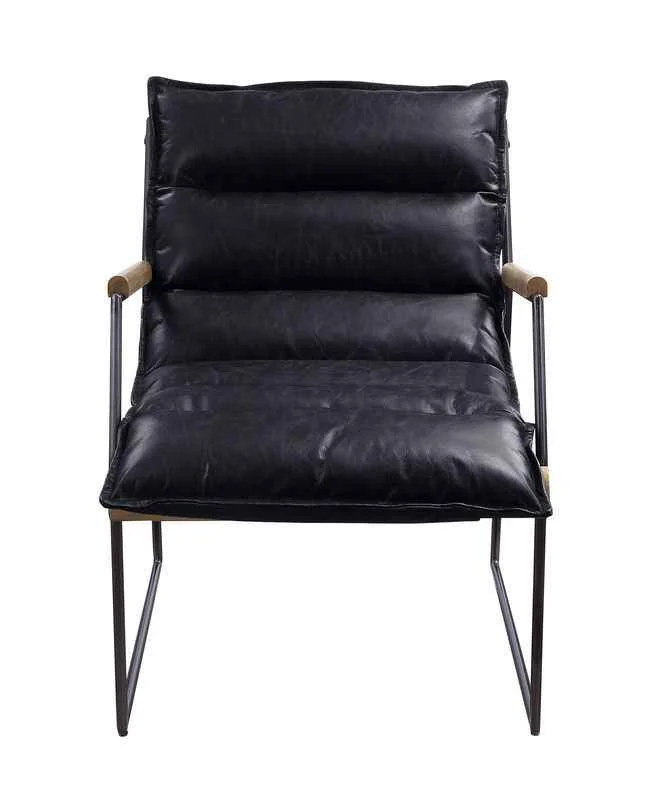Top-Quality Luberzo – Accent Chair – Distress Espresso Top Grain Leather Matt Iron Unique