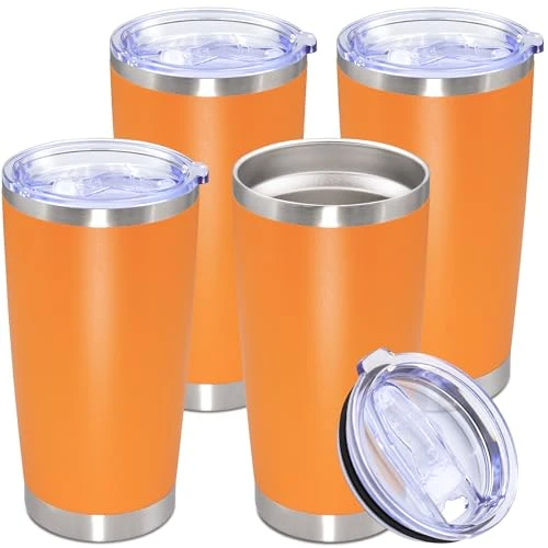 Eco-Friendly 20oz Tumbler Stainless Steel Tumbler Coffee Tumbler with Lid Orange Elite