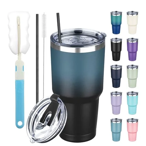 Pure 30 oz Tumbler with Lids and Straws Enhanced