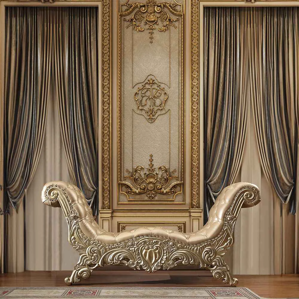 Fine Crafted Vatican – Bench – Synthetic Leather Light Gold Champagne Silver Soft