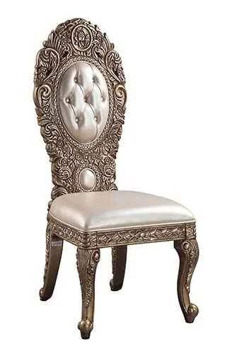 Consistent Constantine – Side Chair Set of 2 – Synthetic Leather Brown Gold Eco-Friendly