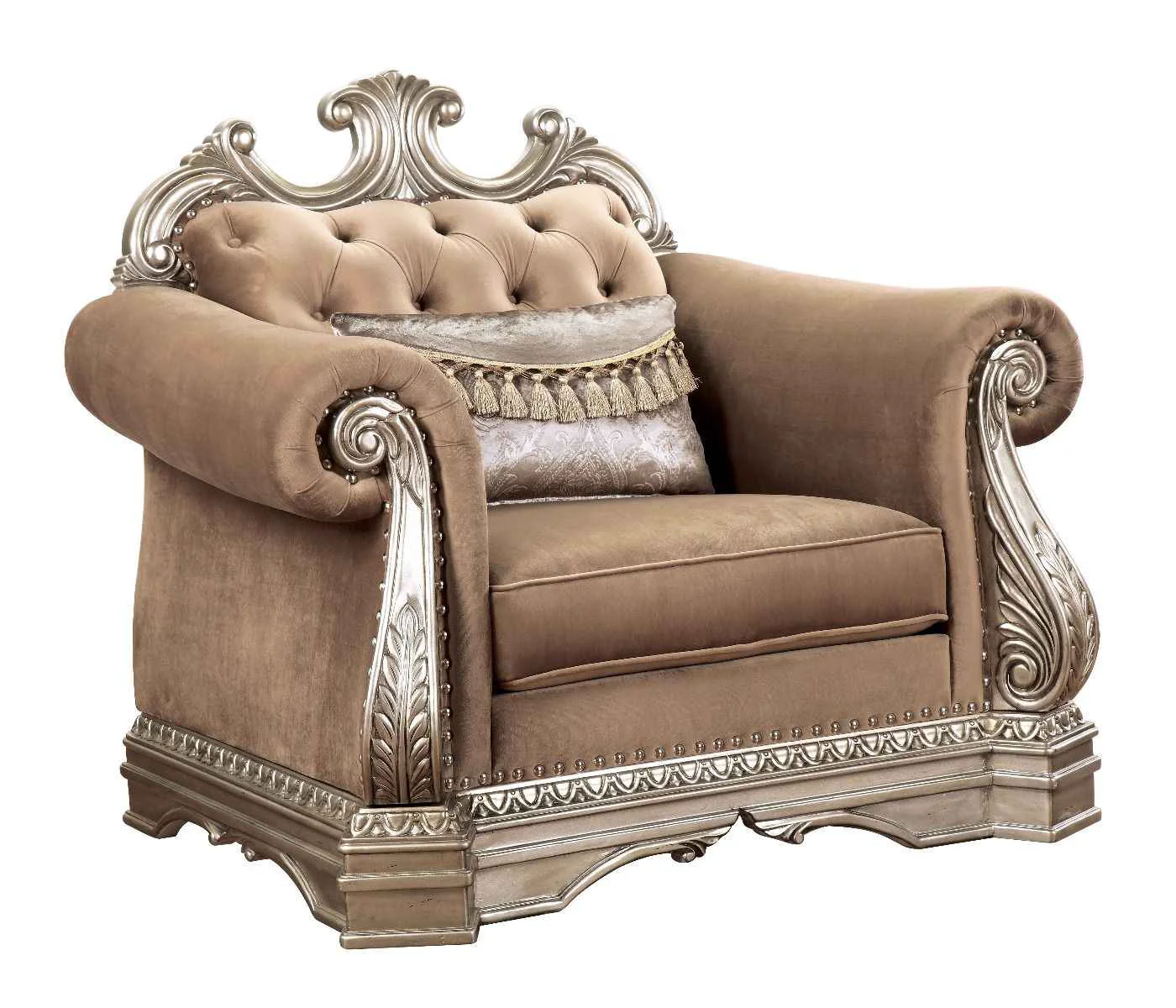 Easy-to-Use Northville – Chair With Pillow – Velvet Antique Silver Fast