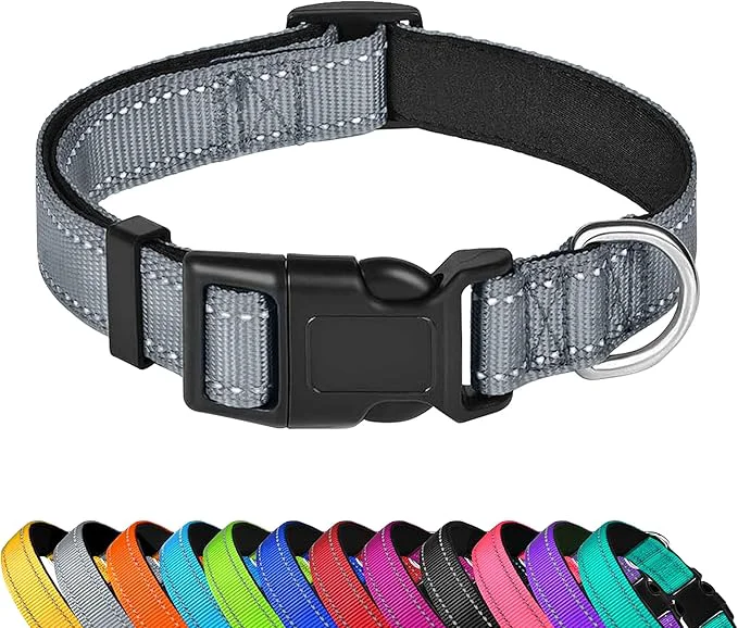 Sophisticated Reflective Dog Collar Adjustable Soft Neoprene Padded Nylon Pet Collars Premium