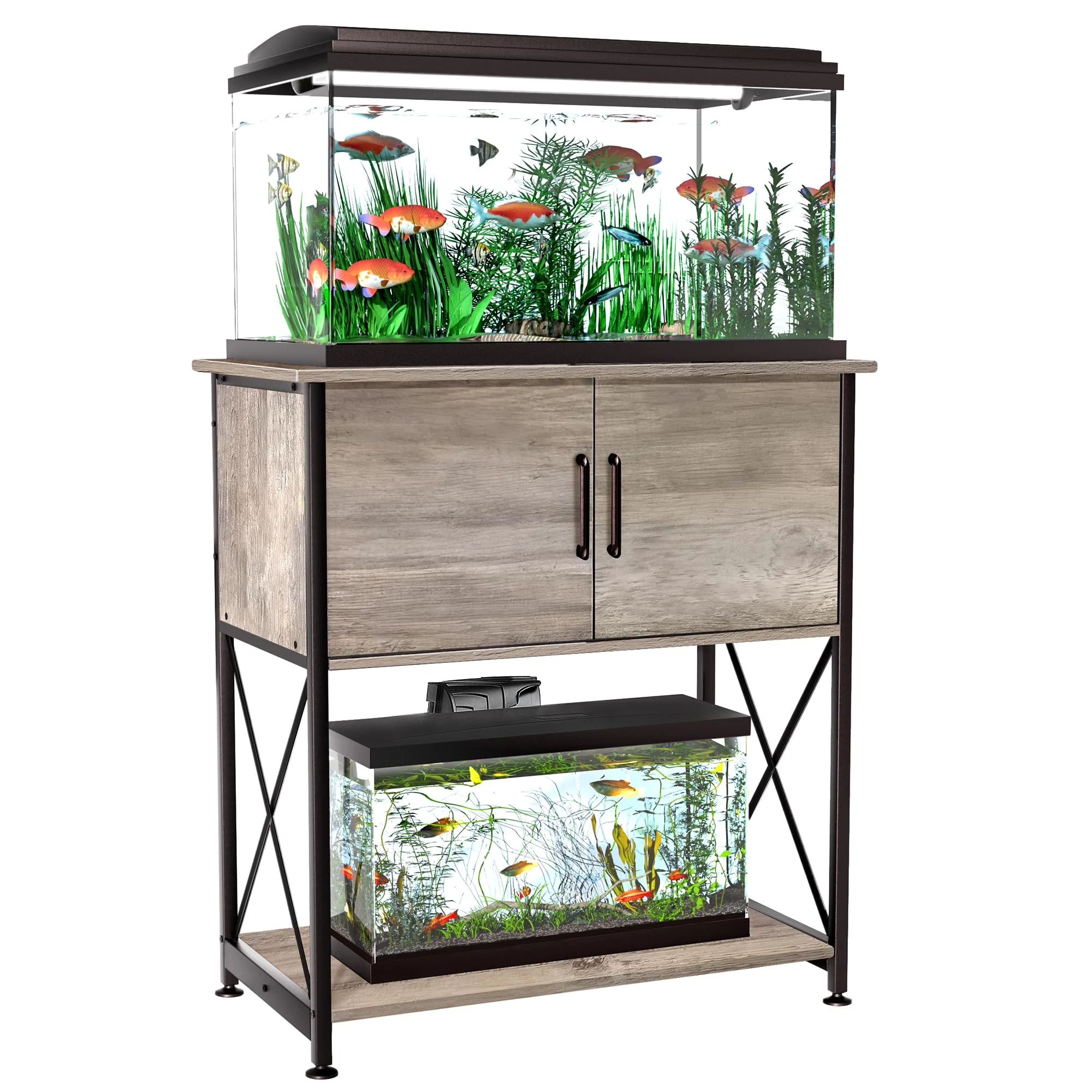 Specialty Herture 20-29 Gallon Aquarium Stand with Cabinet Storage — Grey 30.7 x 16.5 Inches 330 lb Capacity Eco-Friendly