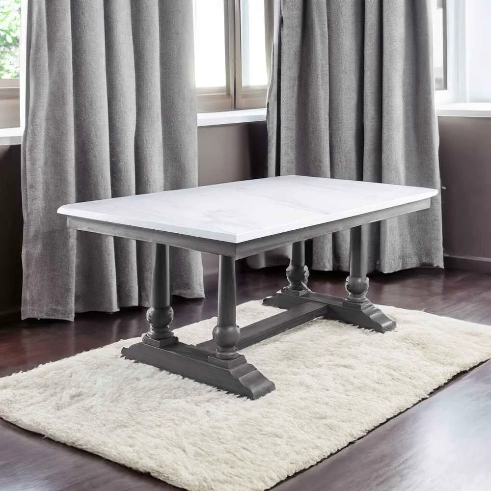 Elegant Yabeina – Dining Table – Marble Top Top Gray Oak Trendy