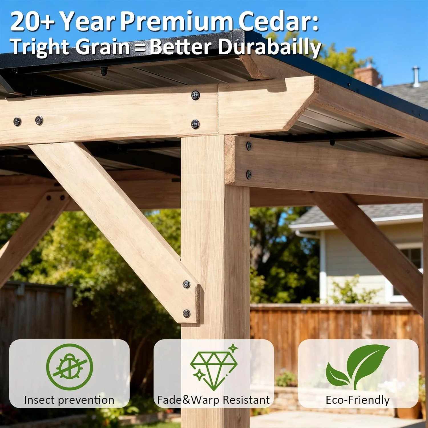 Proven 10×12 Cedar Gazebo Gray Weatherproof Sloped Roofing Powerful
