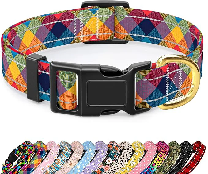 World-Class Reflective Dog Collar for Large Dogs Cute Boho Adjustable Heavy-Duty Nylon Relaxed