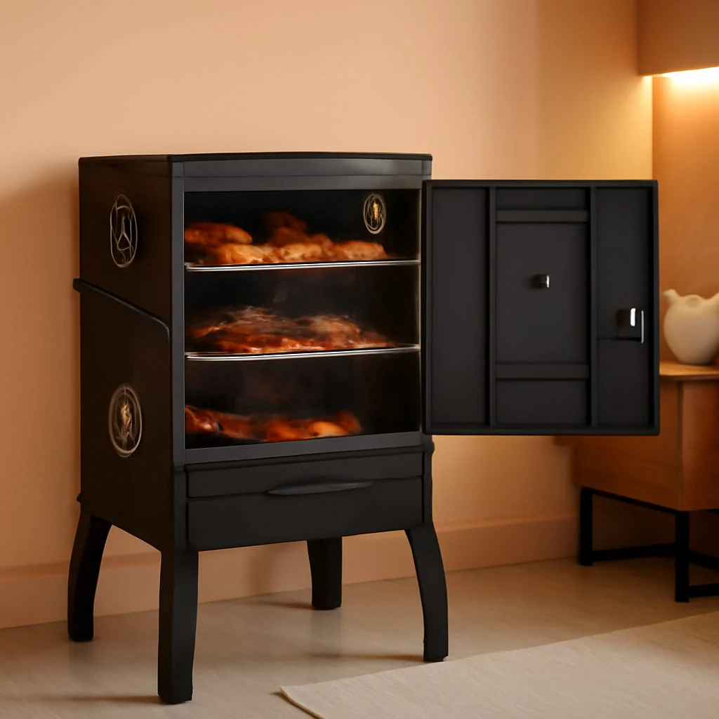 Elite Black Portable Vertical Charcoal Smoker Grill Outdoor Refined