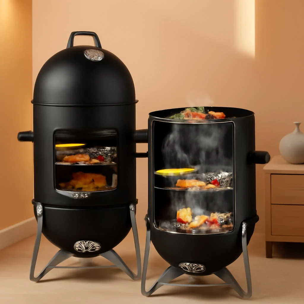 Natural Vertical Charcoal Grill With Integrated Thermometer Fine