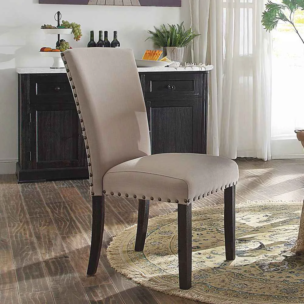 Crafted Nolan – Side Chair Set of 2 – Linen Salvage Dark Oak Functional