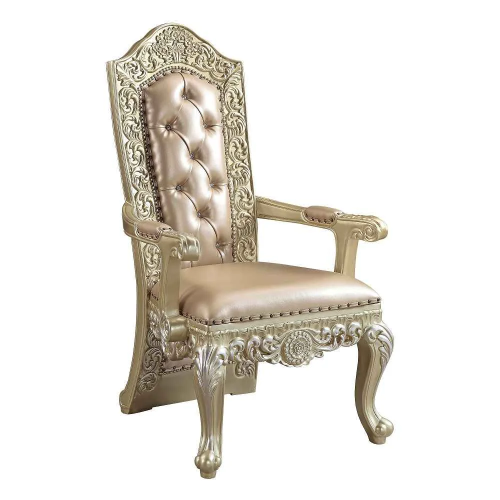 Classic Vatican – Arm Chair Set of 2 – Synthetic Leather Champagne Silver Consistent
