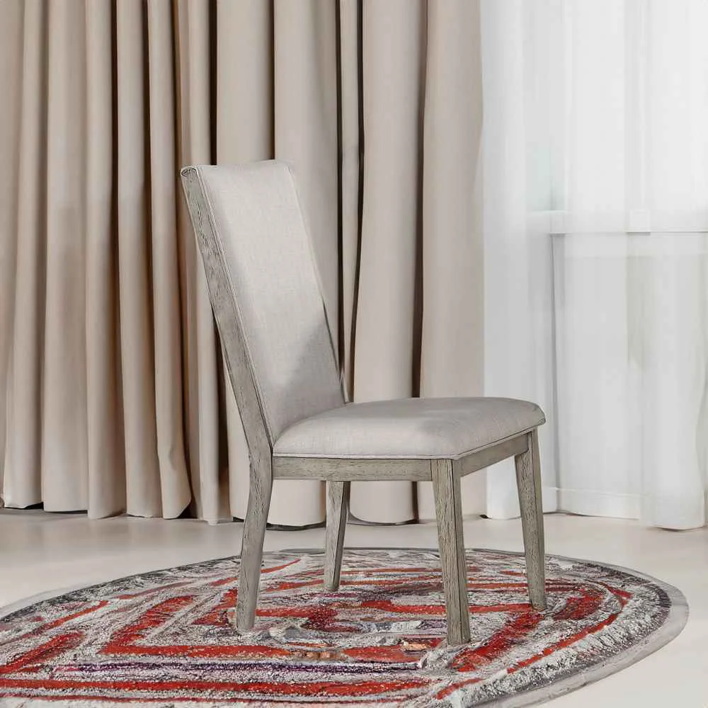 Traditional Rocky – Side Chair Set of 2 – Fabric Gray Oak Contemporary